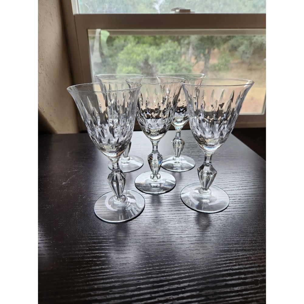 Vtg Tiffin Franciscan Crystal Water Goblets Wine Glasses Jamestown?‎ Set Of 5